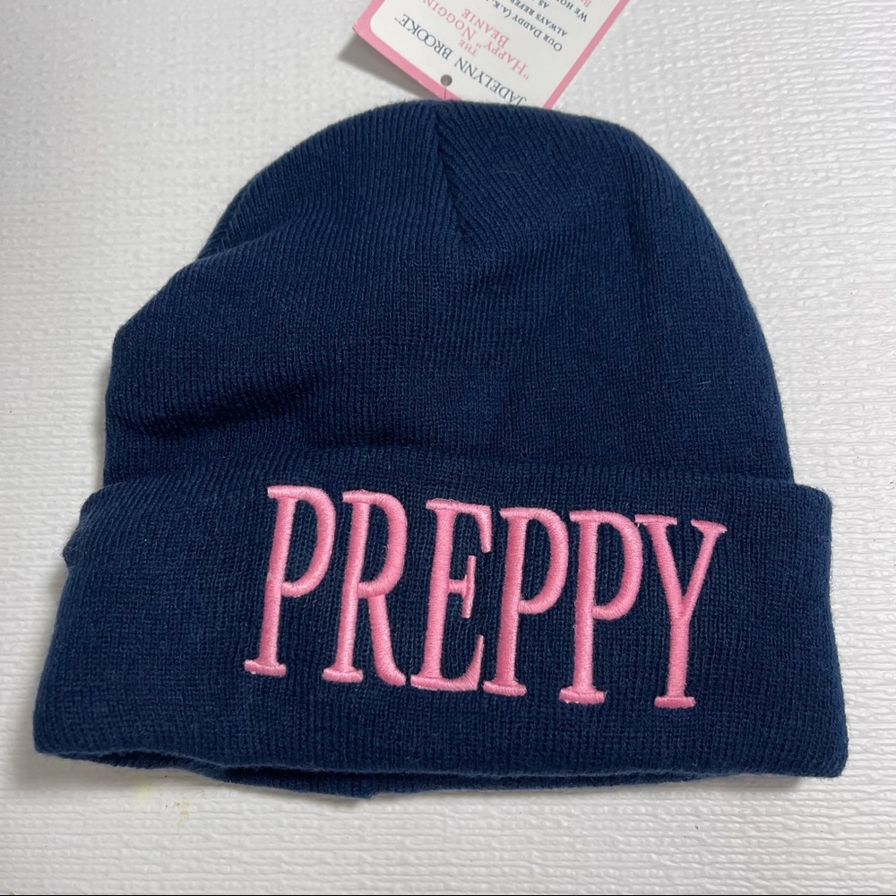 NWT JADELYNN BROOKE blue “preppy” beanie - Picture 7 of 9